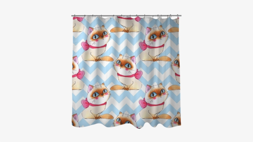 Watercolor Cartoon Cats, Seamless Pattern 7 Shower - Cartoon, transparent png download