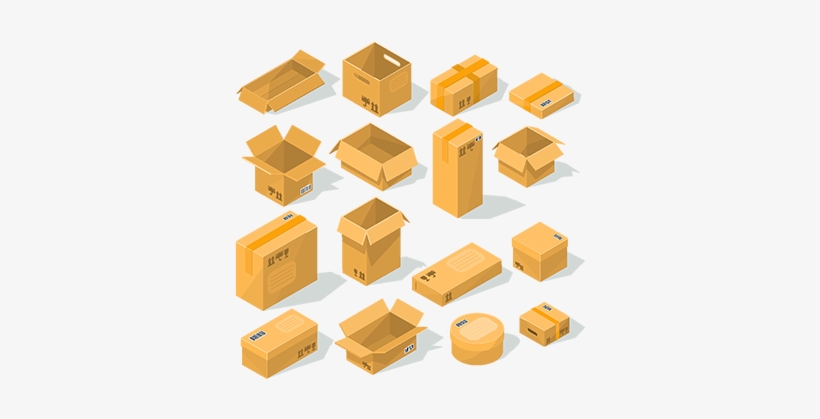 Vector Cardboard Boxes Of Various Shapes And Sizes - Cardboard Box Shapes, transparent png download