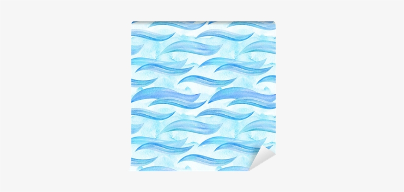 Blue Sea Waves Seamless Pattern - Watercolor Painting, transparent png download