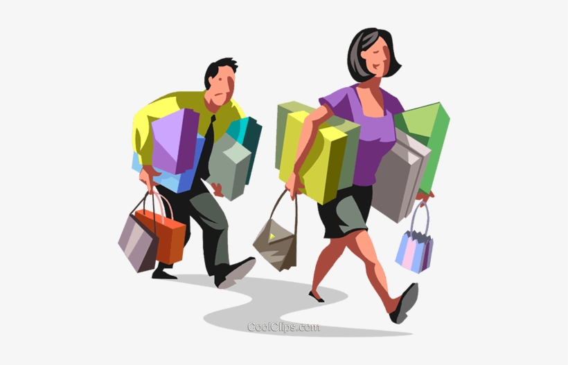 Couple Walking With Packages Royalty Free Vector Clip - Clip Art, transparent png download