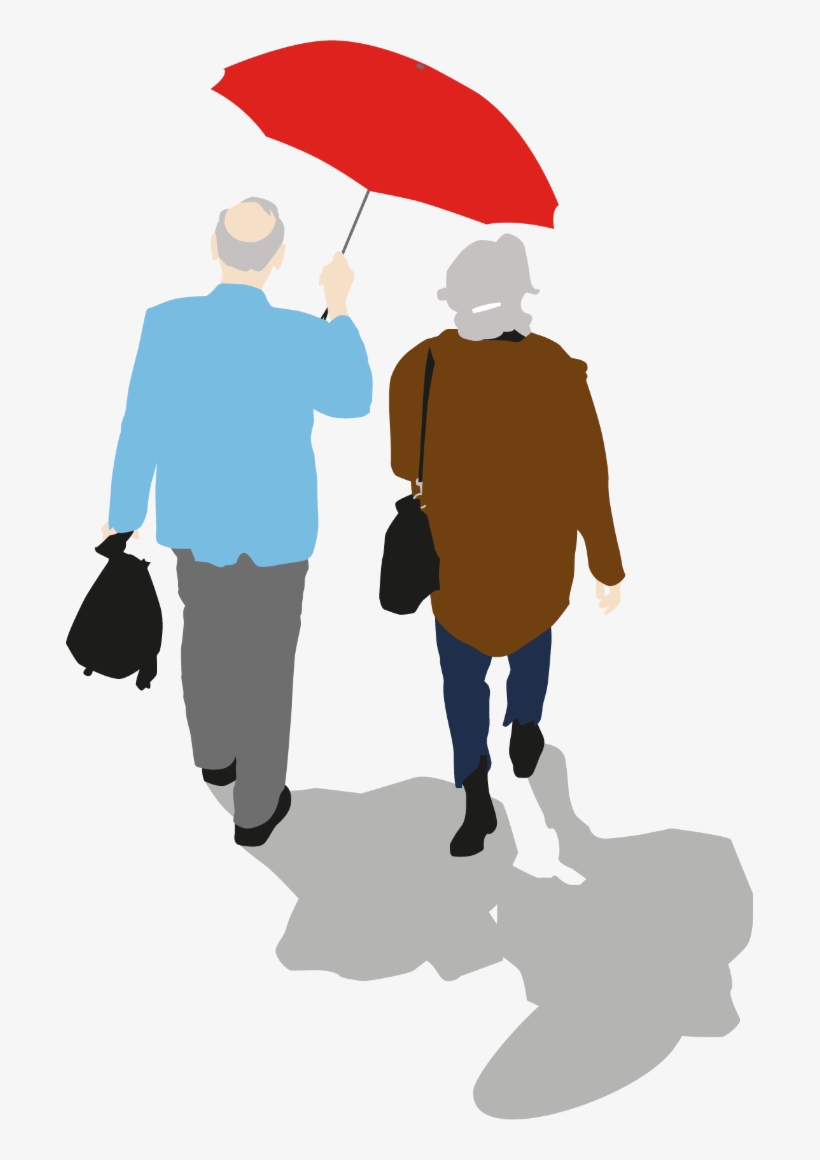 Older Couple Walking With Umbrella - Umbrella, transparent png download