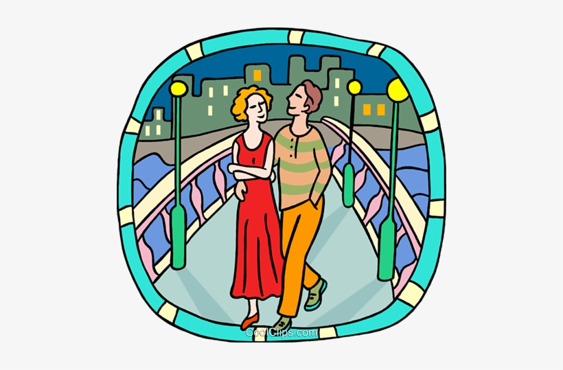 Couple Walking Over A Bridge Royalty Free Vector Clip - Futuro En Español Voy A+ Infinitivo, transparent png download