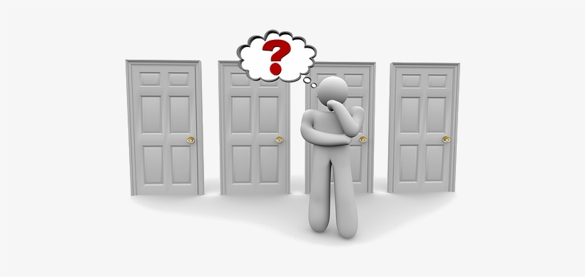 Person Figure Trying To Decide Which Door To Open - Voluntariedad En La Mediacion, transparent png download
