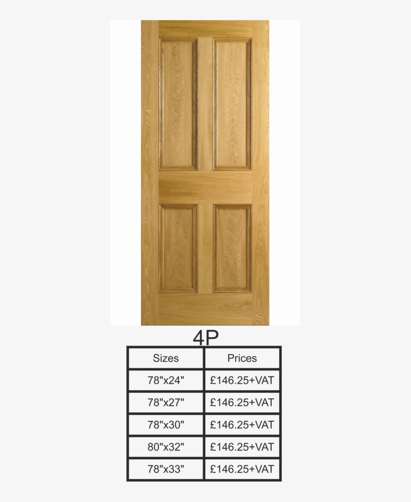 Oak-doors - Lpd Doors Internal Oak 4 Panel Flat Panel Fire Door, transparent png download