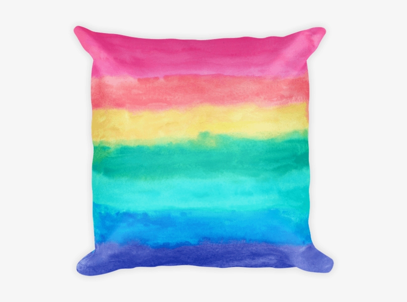 Watercolor Rainbow Square Pillow - Superhero, transparent png download