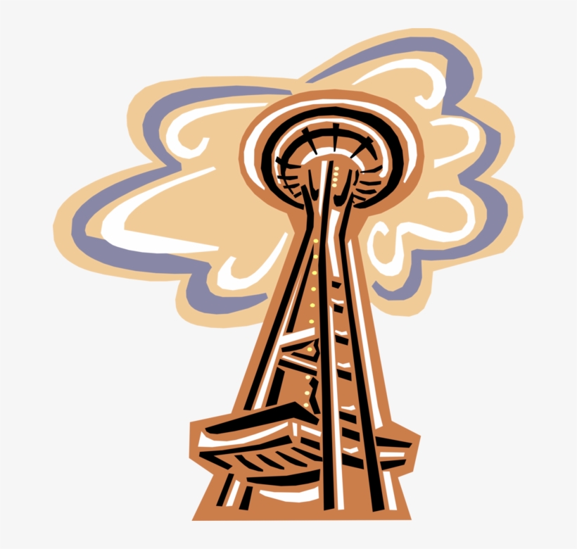 Seattle Space Needle Royalty Free Vector Clip Art Illustration PNG