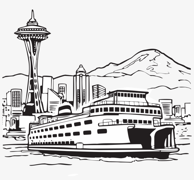 This Free Icons Png Design Of Space Needle And Ferry, transparent png download