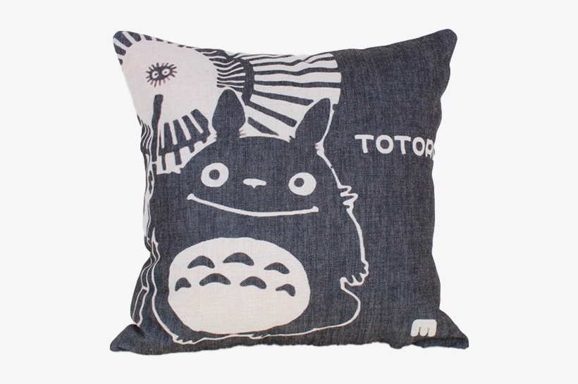 Totoro Kussen Zwart Custom Cover - 18x18'' Linen Square Pillowcase Pillow Cover - 1 Totoro, transparent png download