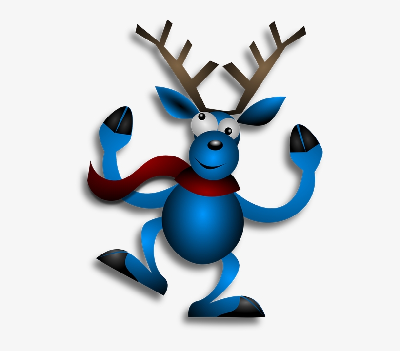 Reindeer, Dancing, Blue, Christmas, Noel, X-mas, Xmas - Merry Christmas Happy Reindeer Mug, transparent png download