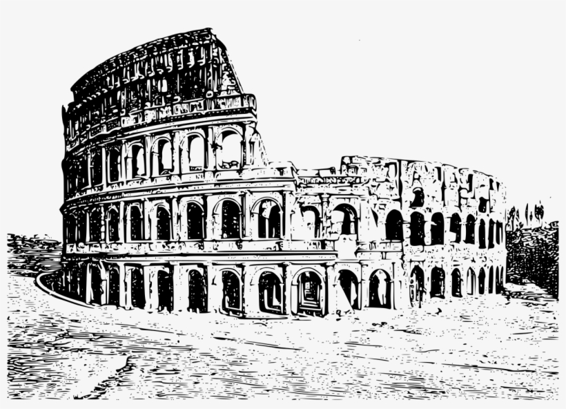 Italy, Colosseum Italy Romans Rome Ruin Stadium C - Black And White Colosseum, transparent png download