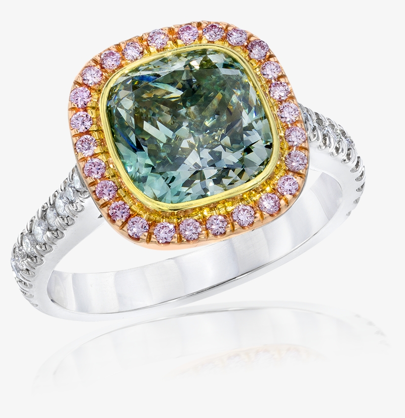 30 Cttw Bridal Ring With Natural Green Pink - Pre-engagement Ring, transparent png download