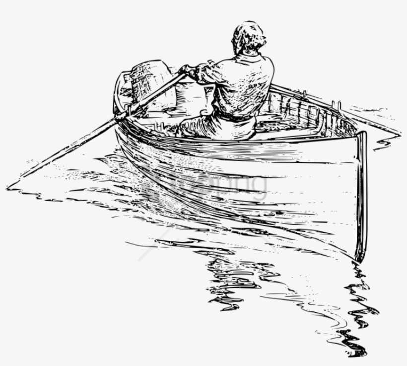 Free Png Download Vintage Rower Png Images Background - Man Rowing Boat Drawing, transparent png download