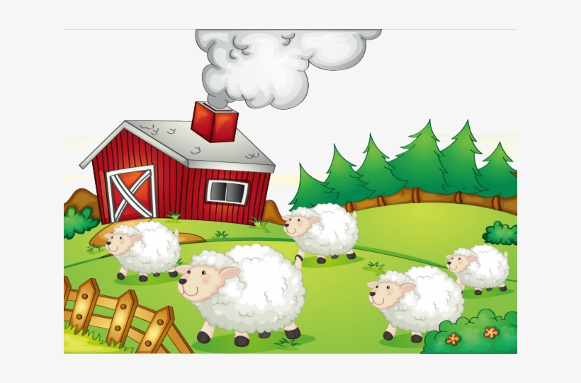 Ranch Clipart Indian Farm - Sheep In A Farm Clipart, transparent png download