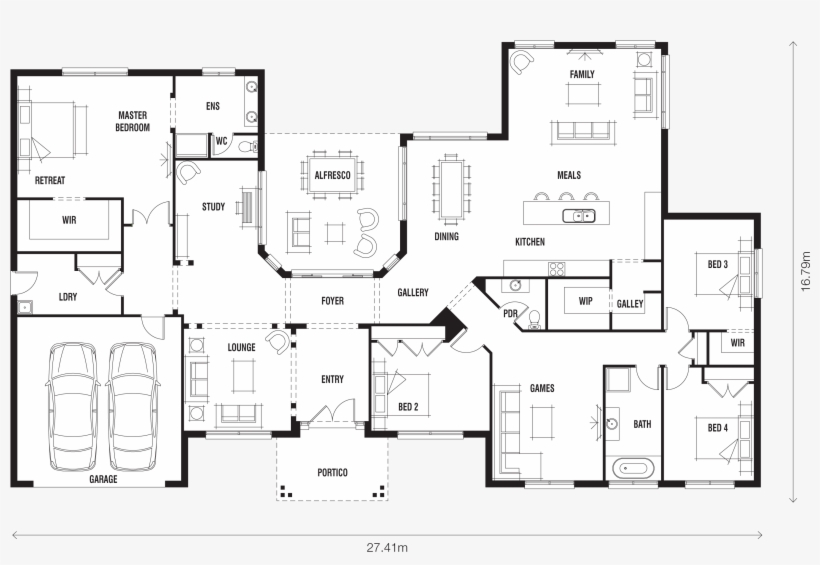 Article With Tag International Caravan Wicker Furniture - Large Family Home Floor Plan, transparent png download