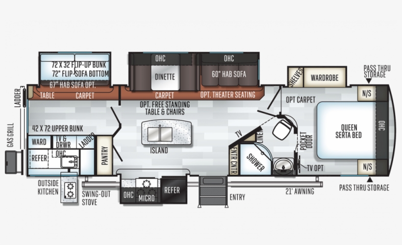 2020 Rockwood Signature Ultra Lite 8327ss Floor Plan - Floor Plan, transparent png download