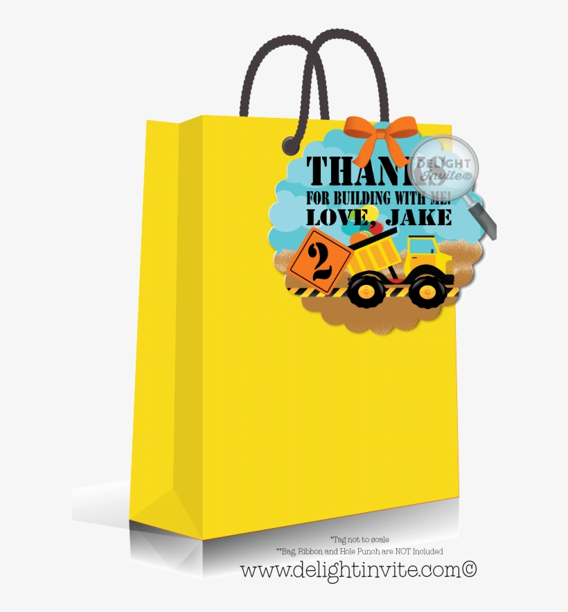 Dump Truck Construction 1st Birthday Favor Tags - Construction Themed Birthday Giveaway, transparent png download
