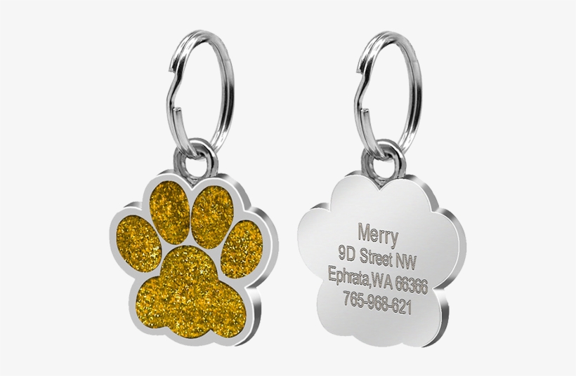 Personalized Glitter Paw Dog Tag - Placas De Perro Personalizadas, transparent png download