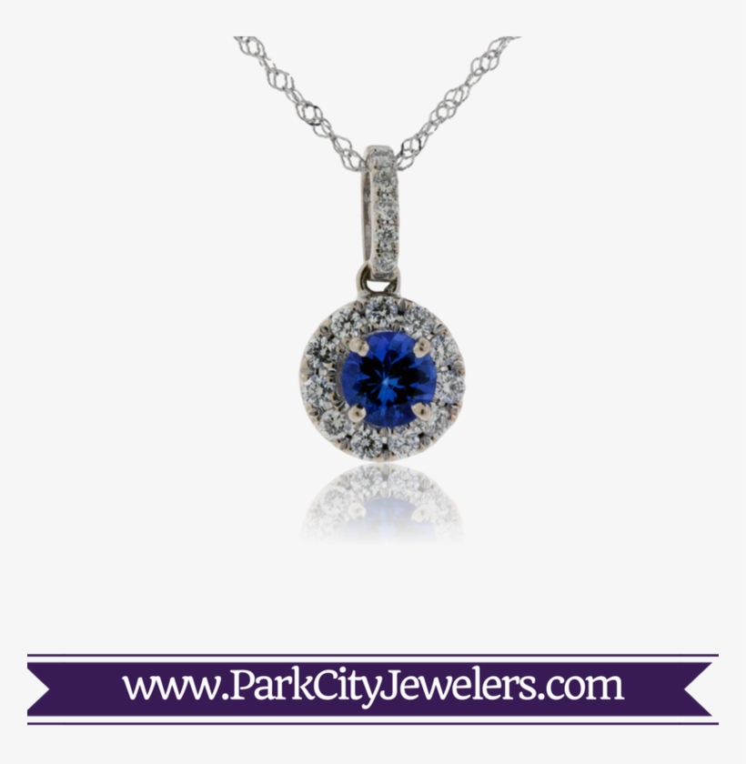 Tanzanite And Diamond Halo Pendant - Gold Manta Ray Necklace, transparent png download