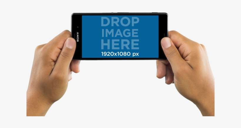 Mockup Of A Sony Xperia Z5 Held In Landscape Position - Holding Iphone Horizontal Mockup, transparent png download
