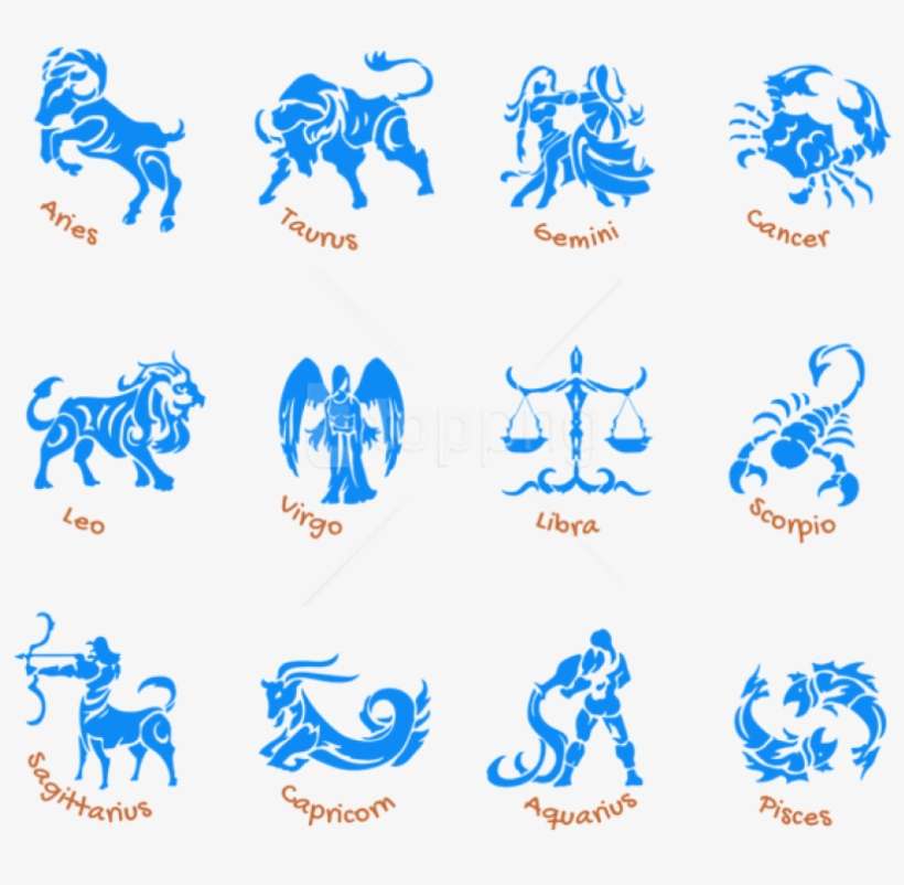 Free Png Download Transparent Blue Zodiac Signs Set - Zodiac Signs Transparent Background, transparent png download