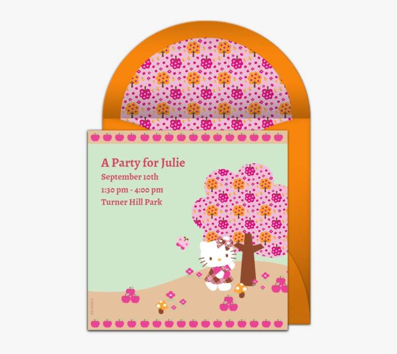 Hello Kitty Apple Online Invitation - Floral Design, transparent png download