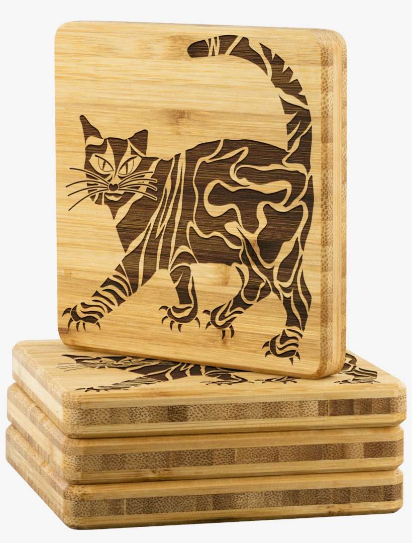 Cool Cat On Coaster Set 4 Pc Gift - Drink Coaster, transparent png download