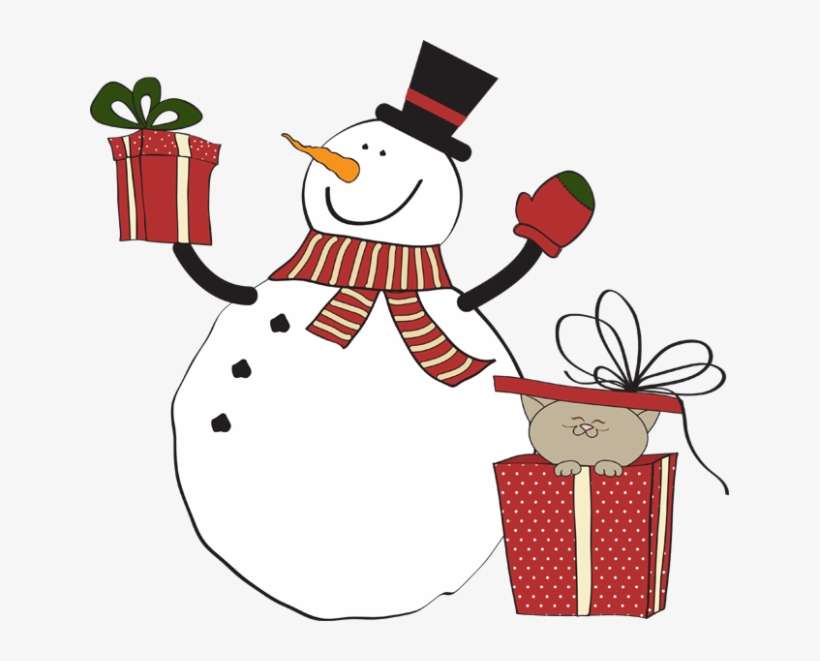 Gift Clipart Snowman - Paintings Of Snowmen Caroling, transparent png download