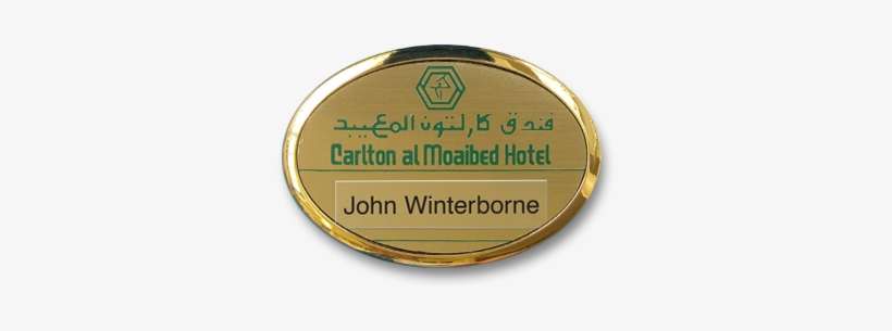Re Usable Hotel Name Badge In An Oval Gold Plated Frame - Circle, transparent png download