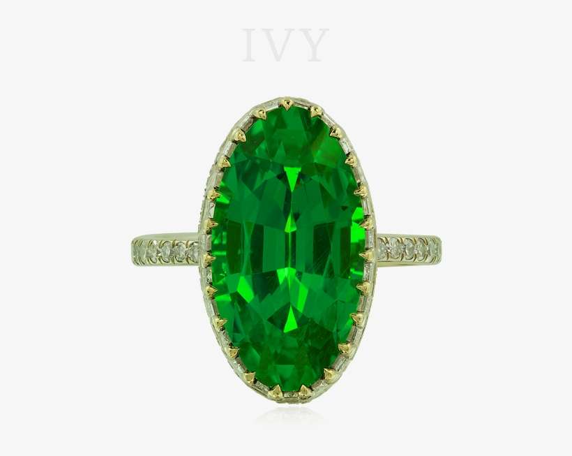 Set With An Oval Tsavorite Garnet Weighing - Engagement Ring, transparent png download