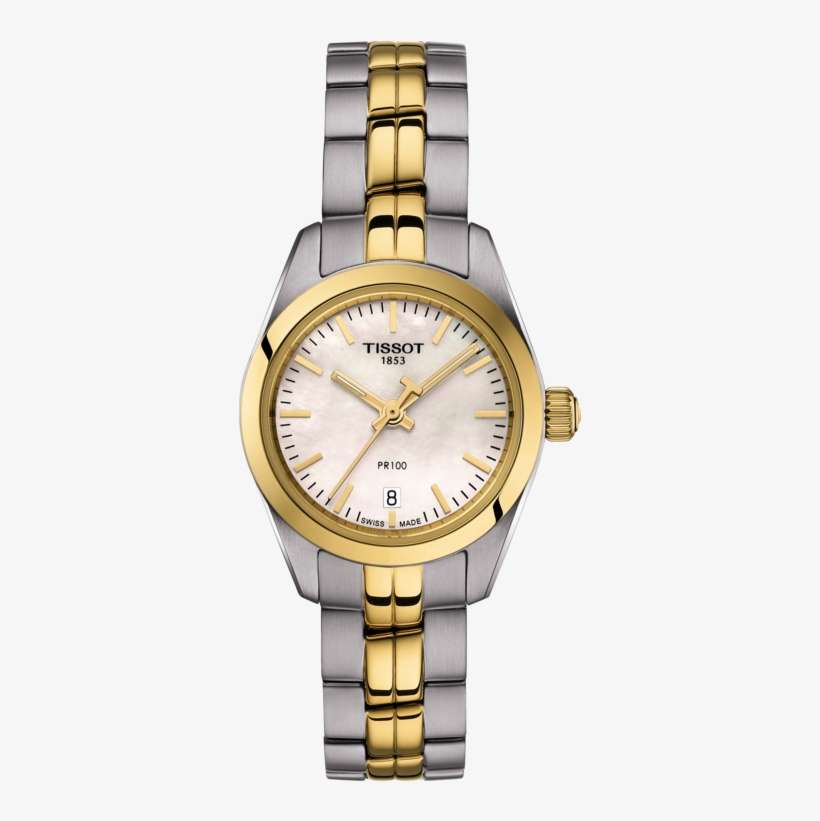 Tissot Pr100 Small Steel And Gold Plated Ladies Bracelet - Tissot Ladies Watches 1853, transparent png download