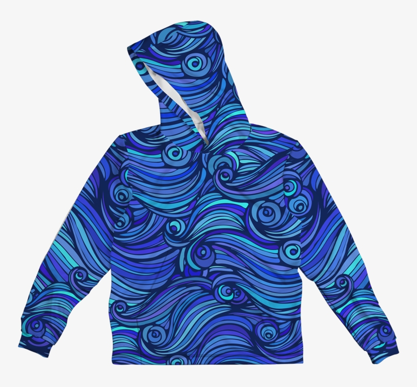 Sea Waves Blue Lightweight Sun Hoodie - Hoodie, transparent png download