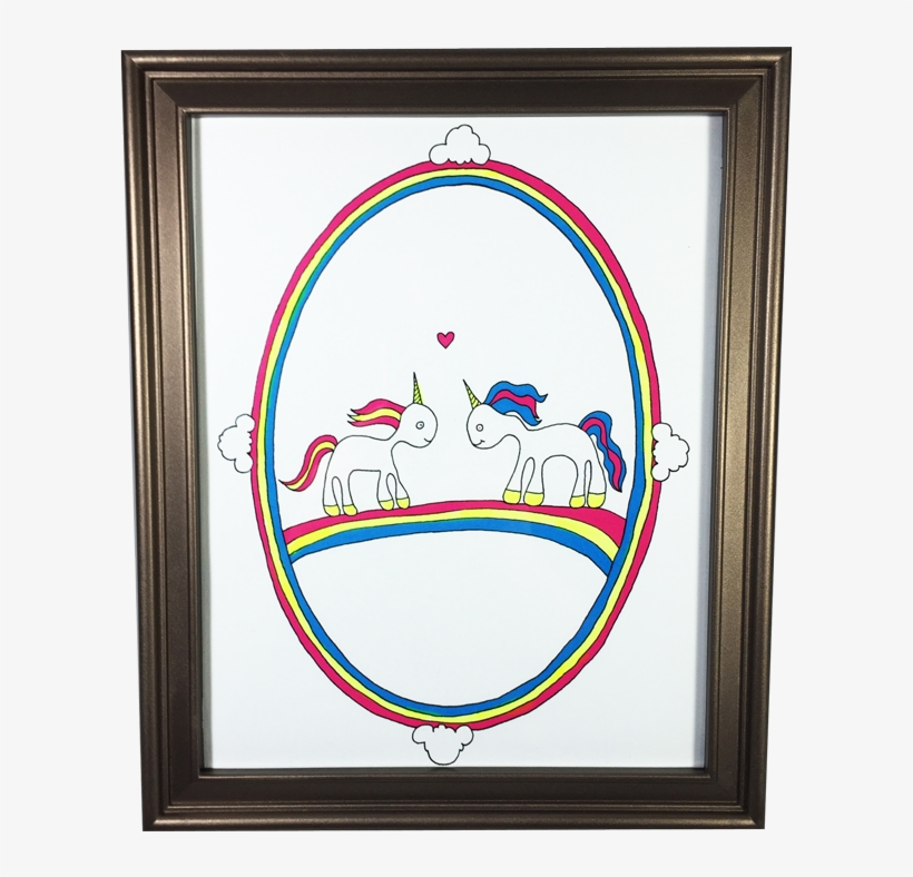 Unicorns In Love Print - Picture Frame, transparent png download