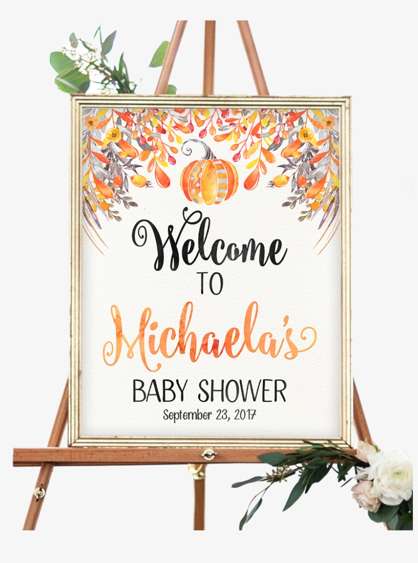 Fall Autumn Orange Pumpkin Welcome Sign - Fall Baby Shower Welcome Sign, transparent png download