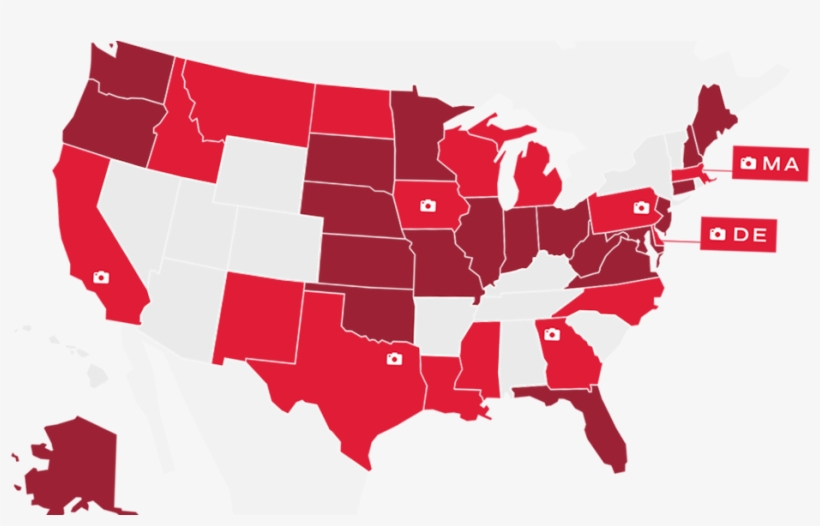 Ogden To Receive Domino's 'paving For Pizza' Grant - Red Map Of America, transparent png download