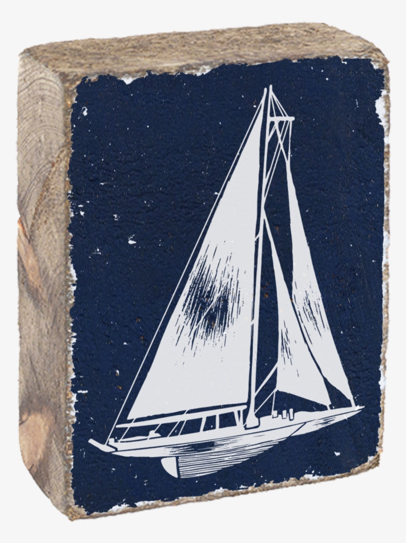 Nautical Sailboat Rustic Block By Rustic Marlin Home - Ladybug / White, transparent png download