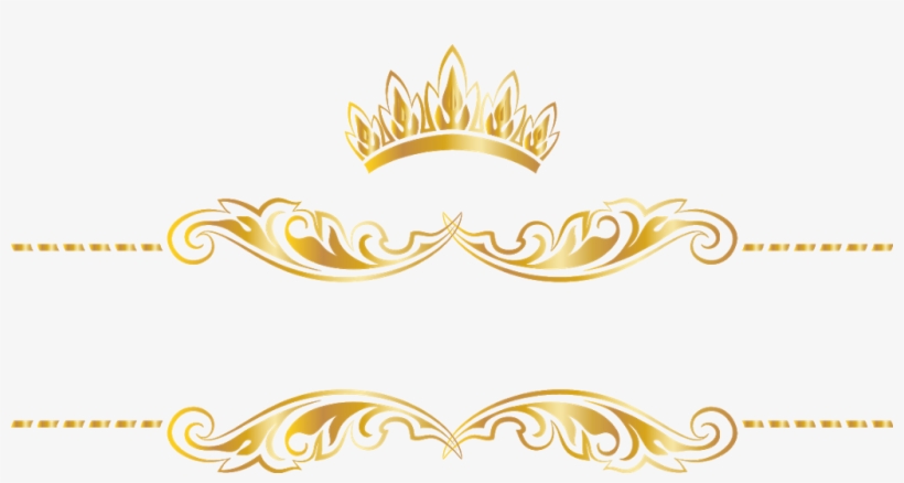 #gold #goldcrown #crown #swirls #banner #header #textline - Gold Crown With Swirls, transparent png download
