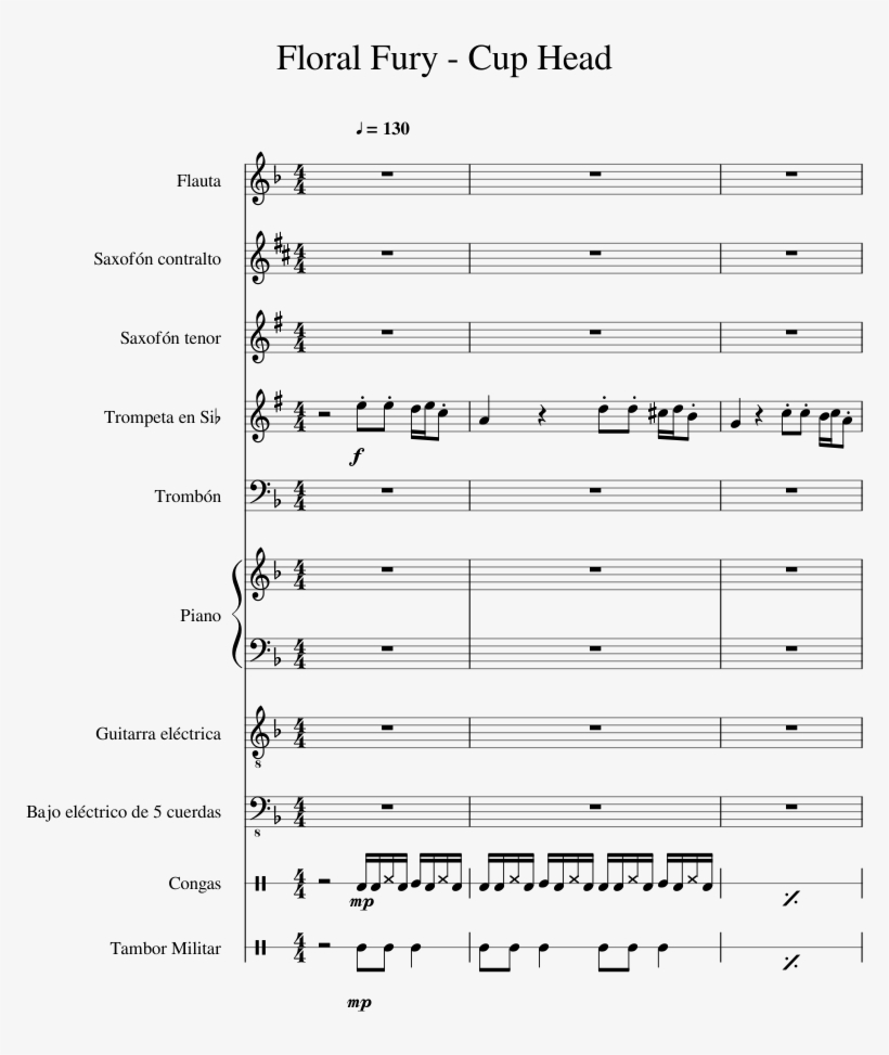 Floral Fury Cup Head - Titanic Medley Clarinet, transparent png download