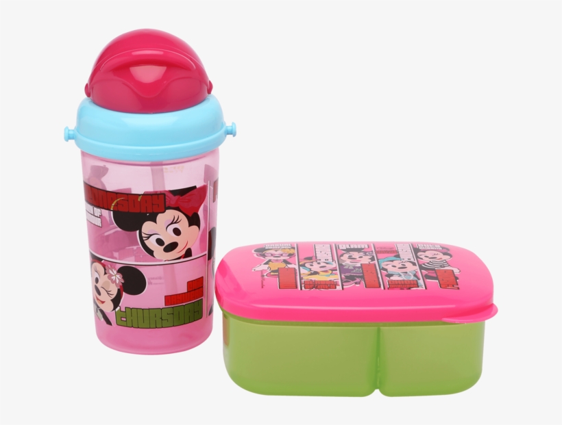 Girls Minnie Mouse Tiffin Box And Water Bottle Combo - Water Bottle, transparent png download