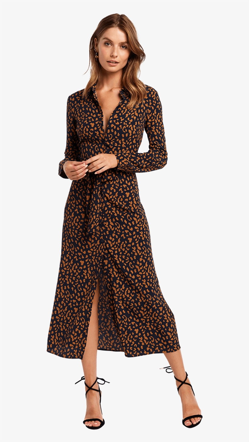 Leopard Shirt Dress In Colour Navy Blazer - Girl, transparent png download