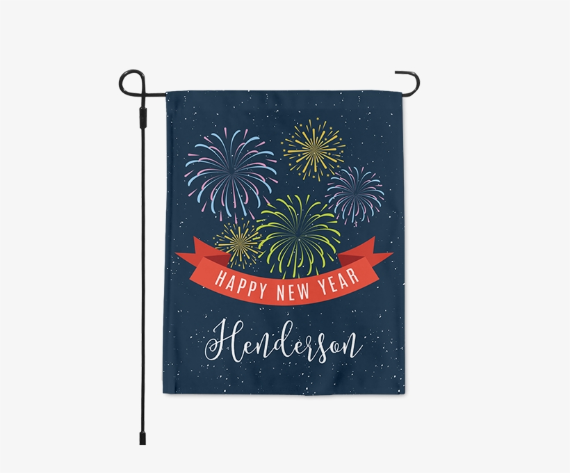 Personalized Happy New Year Fireworks Garden Flag - Banner, transparent png download