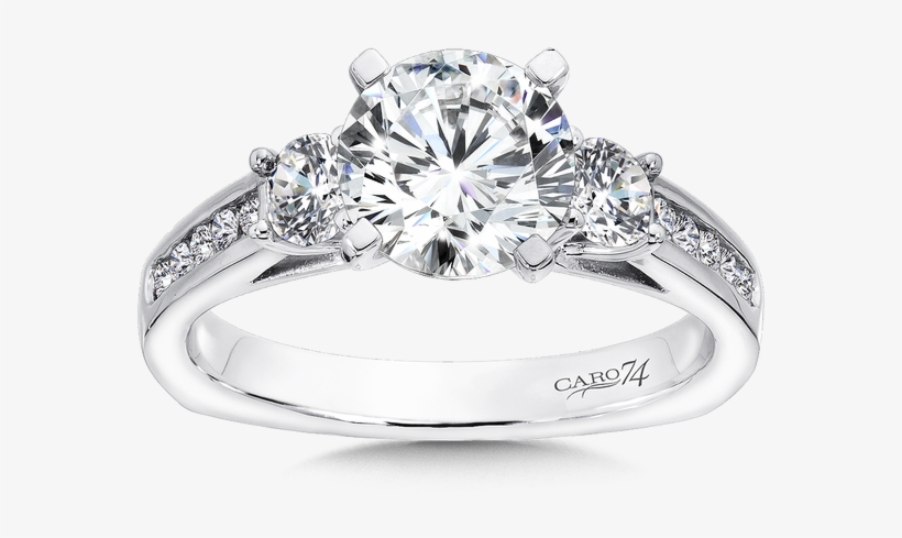 3 Stone Engagement Ring In 14k White Gold With Platinum - Traditional Rings 3 Stone 2ct, transparent png download