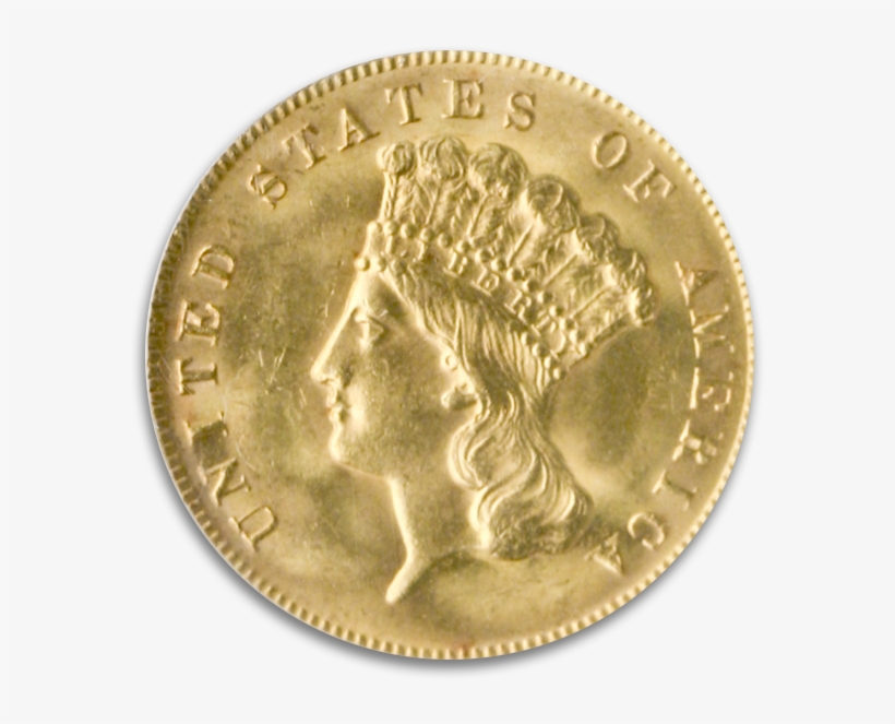 1878 $3 Indian Princess Gold Coin Pcgs Mint State 64 - Coin, transparent png download