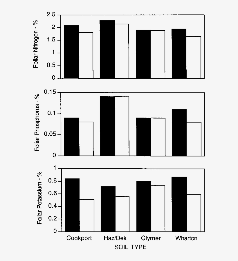 A Comparison Of Foliar N, P, And K Levels In Foliage - Monochrome, transparent png download