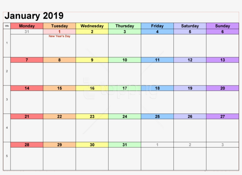 Free Png Calendar 2019 Rainbow Png Png Images Transparent - Free Printable Calendar November 2018, transparent png download