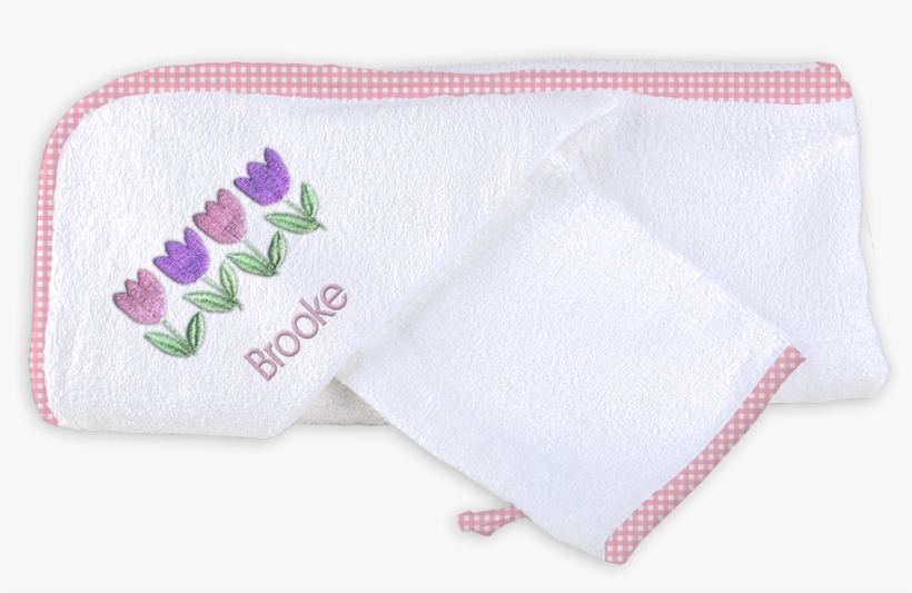 Personalized Hooded Towel Set With 4 Tulips - Stitch, transparent png download