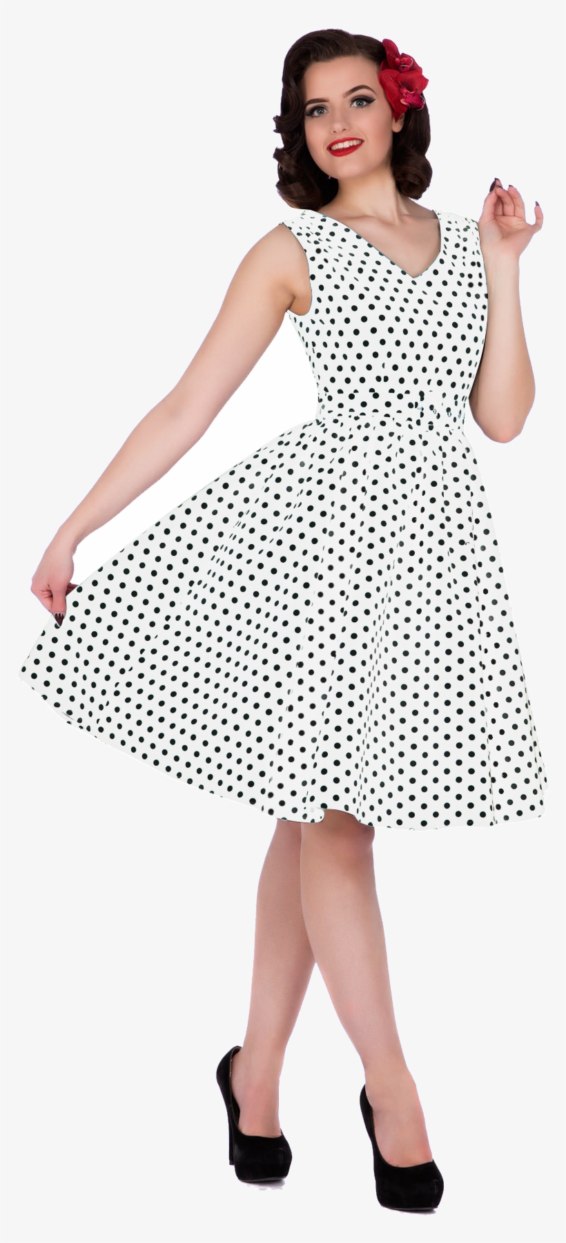 V656as White Black Dotscropped White 1 - Dress, transparent png download