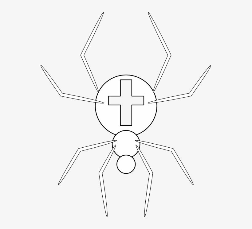 Cross Spider Black White Line Art 555px - Insect, transparent png download