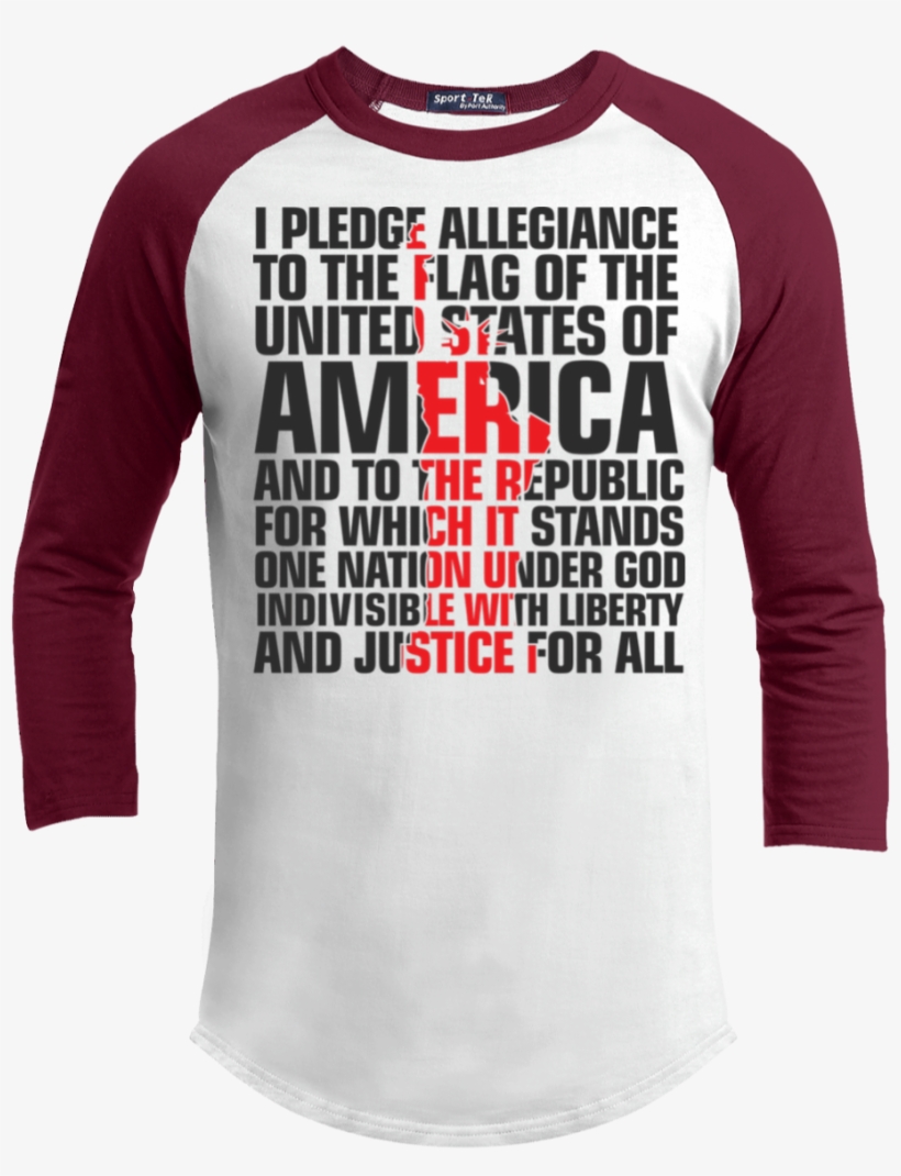 Usa Pledge Of Allegiance Patriotic Sporty Long Sleeve - Long-sleeved T-shirt, transparent png download