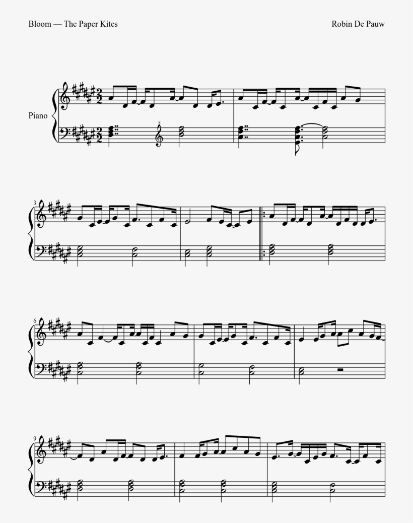 Sheet Music Composed By Robin De Pauw 1 Of 3 Pages - Agnello Di Dio Spartito, transparent png download