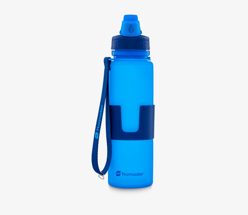 Nomader Water Bottle With Lanyard Carry Strap - Nomader Collapsible Water Bottle Leak Proof Twist Cap, transparent png download